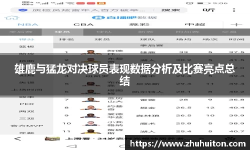 雄鹿与猛龙对决球员表现数据分析及比赛亮点总结
